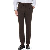 XPOSED Men's Tyler Retro Herringbone Tweed Trousers Smart Casual Style in Brown | Size: 38