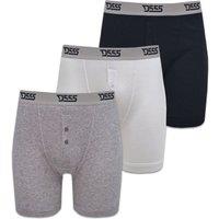 D555 Men's London Driver Cotton Boxer Shorts (Pack Of 3) in Black | Size: Large