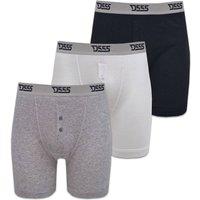 D555 Men's London Driver Cotton Boxer Shorts (Pack Of 3) in Black | Size: XL