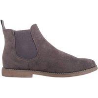 ABSOLUTE FOOTWEAR Men's Slip On Smart Casual Chelsea Desert Faux Suede Gusset Ankle Boots in Dark Grey | Size: 12