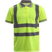 MyShoeStore Men's Hi Vis Polo Shirt Lightweight Workwear Top in Yellow | Size: Large