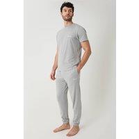 Threadbare Men's Cotton Blend Script Logo Lounge Set in Mid Grey | Size: 2XL