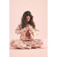 NastyGal Women's Card Print Satin Pajama Trouser Set in Pink | Size: Medium