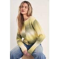 NastyGal Women's Knitted Stripe Ombre Cardigan in Green | Size: Medium
