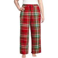 Lands' End Women's Plus Pure Cotton Flannel Wide Leg Pyjama Bottoms in Red | Size: 24-26