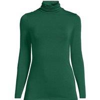 Lands' End Women's Petite Cotton-modal Roll Neck Top in Bottle Green | Size: 14-16