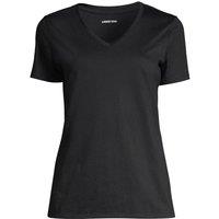 Lands' End Women's Petite Supima Short Sleeve V-neck T-shirt in Black | Size: 8