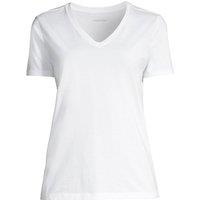 Lands' End Women's Petite Supima Short Sleeve V-neck T-shirt in White | Size: 14-16