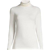 Lands' End Women's Cotton-modal Roll Neck Top in Ivory | Size: 10-12