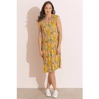 Klass. Women's Floral Print Pleated Dress in Yellow | Size: Large