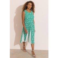 Anna Rose Women's Botanical Print Pleated Dress in Green | Size: Medium