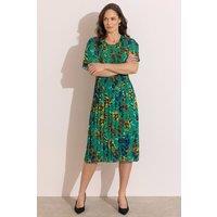 Klass. Women's Floral Pleated Midaxi Dress in Green | Size: 2XL