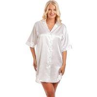 Lady Olga Women's British Made Satin Short Sleeved Nightshirt in Ivory | Size: 18-20