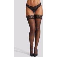 Ann Summers Women's Scallop Edged Lace Top Hold Ups in Black | Size: Medium