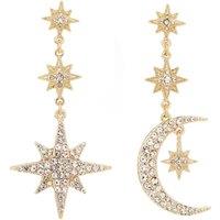 Mood Women's Gold Crystal Celestial Drop Earrings