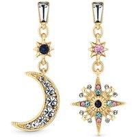 Mood Women's Gold Plated Multi Coloured Celestial Drop Earrings