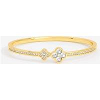 Jon Richard Women's Gold Plated & Pave Clover Bangle