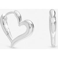 Inicio Women's Sterling Silver Plated Polished Heart Hoop Earrings