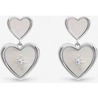 Inicio Women's Sterling Silver Plated Mother of Pearl Celestial Heart Drop Earrings