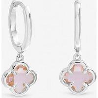 Inicio Women's Sterling Silver Plated Vintage Rose Clover Charm Huggie Hoops