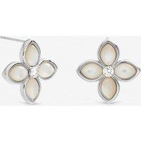 Inicio Women's Sterling Silver Plated Mother of Pearl Clover Stud Earrings