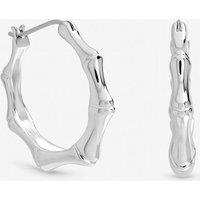Inicio Women's Sterling Silver Plated Polished Bamboo Hoops