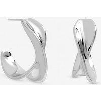 Inicio Women's Sterling Silver Plated Large Polished Twist Hoops