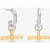 Inicio Women's Two Tone T-Bar Earrings - Gift Pouch