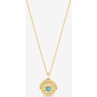 Inicio Women's Gold Plated & Turquoise Celestial Spinner Pendant - Gift Pouch