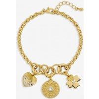 Inicio Women's Gold Plated Multi Charm Bracelet - Gift Pouch