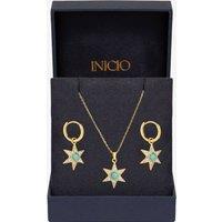 Inicio Women's 14Ct Real Gold Plated Turquoise Star Trio Set - Gift Box