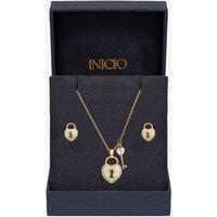 Inicio Women's Gold Plated Padlock Heart Set - Gift Box