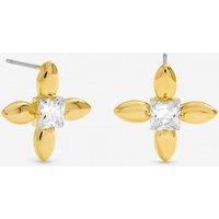 Inicio Women's Gold Plated & Crystal Clover Stud Earrings - Gift Pouch