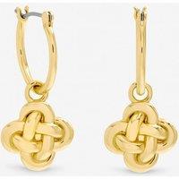 Inicio Women's Gold Plated Polished Knotted Clover Huggie Earrings - Gift Pouch