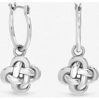 Inicio Women's Silver Plated Polished Knotted Clover Huggie Earrings - Gift Pouch