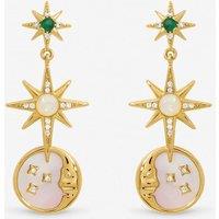 Inicio Women's Gold Plated Emerald & Mother of Pearl Celestial Earrings - Gift Pouch