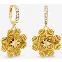Inicio Women's Gold Plated Diamond Cut Clover Earrings - Gift Pouch