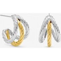 Inicio Women's Two Tone Tripple Row Hoop Earrings - Gift Pouch