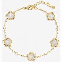 Inicio Women's Gold Plated & Mother of Pearl Flower Station Bracelet - Gift Pouch