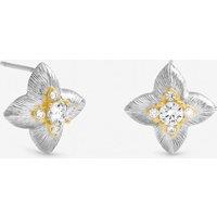 Jon Richard Women's Two Tone Cubic Zirconia Clover Stud Earrings