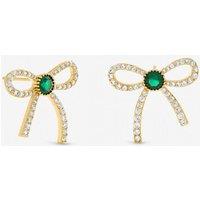 Jon Richard Women's Gold Plated Crystal & Emerald Bow Stud Earrings