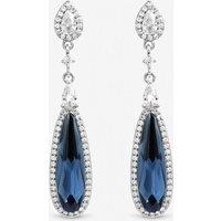 Jon Richard Women's Silver Plated Crystal & Sapphire Drop Earrings