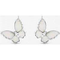 Jon Richard Women's Rhodium Plated & Mother of Pearl Butterfly Stud Earrings in Silver