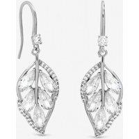 Jon Richard Women's Rhodium Plated & Crytal Leaf Drop Earrings in Silver