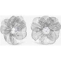 Jon Richard Women's Rhodium Plated Crystal Statement Flower Earrings in Silver