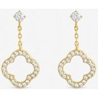 Jon Richard Women's Gold Plated & Crystal Open Clover Drop Earrings