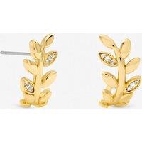 Jon Richard Women's Gold Plated & Crystal Leaf Earrings