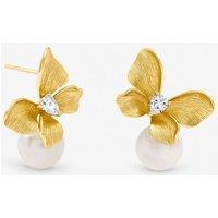 Jon Richard Women's Gold Plated Satin Butterfly & Pearl Drop Earrings