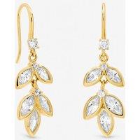 Jon Richard Women's Gold Plated & Crystal Leaf Drop Fish Hook Earrings
