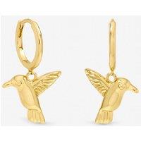 Jon Richard Women's Gold Plated Hummingbird Charm Hoop Earings